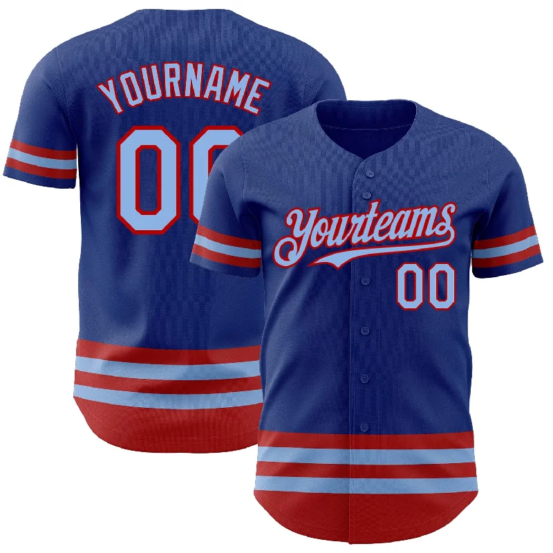 Baseball Jerseys With Player Names & Numbers-Custom Royal Light Blue-Red Line Authentic Baseball Jersey