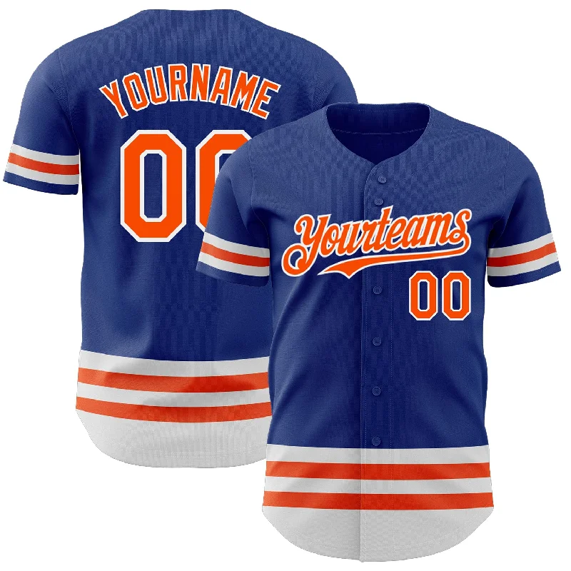 Custom Baseball Jerseys For Professional Teams-Custom Royal Orange-White Line Authentic Baseball Jersey