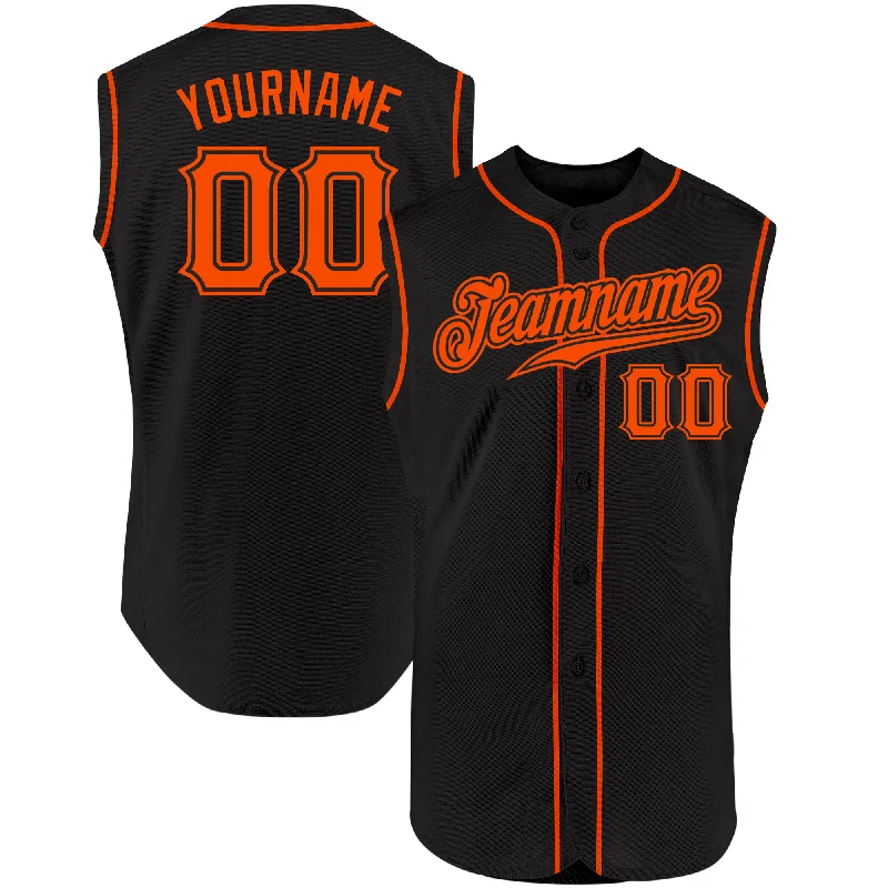 Baseball Jerseys With Custom Design Options-Custom Black Orange Authentic Sleeveless Baseball Jersey