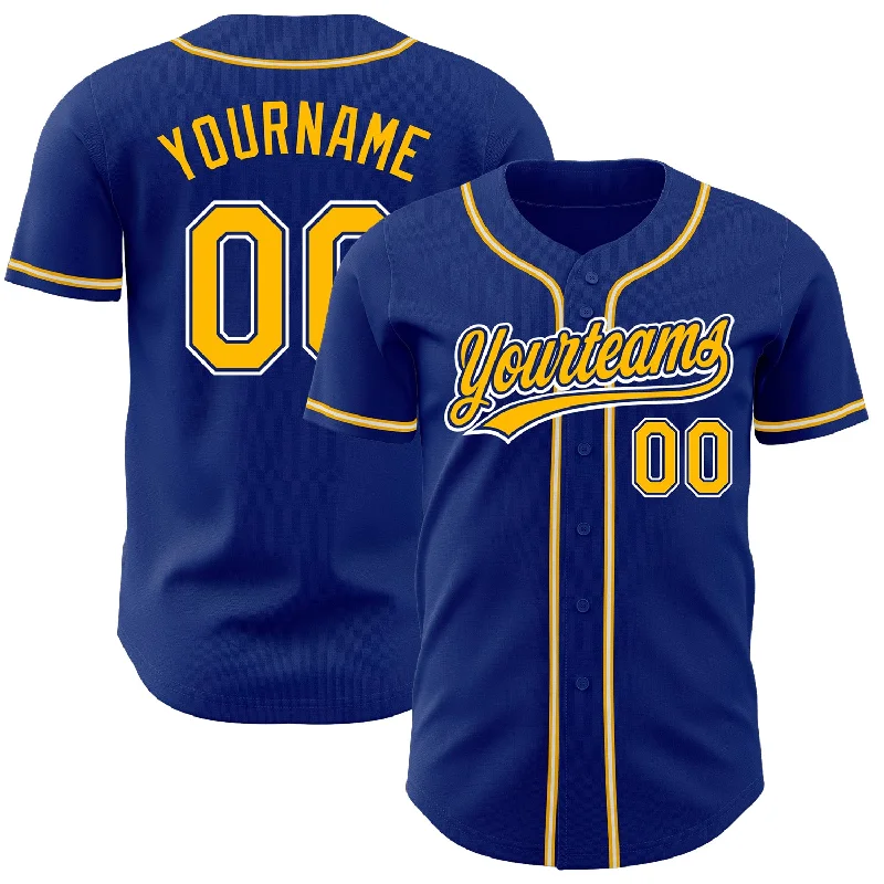 Baseball Jerseys With Custom Font Choices-Custom Royal Gold-White Authentic Baseball Jersey