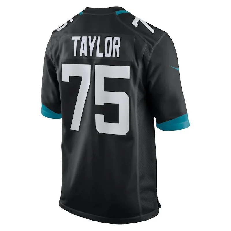 Custom Rugby Jerseys For Regional Tournaments-J.Jaguars #75 Jawaan Taylor Black Game Jersey Stitched American Football Jerseys