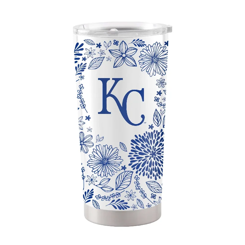 Custom Team Mugs For Fan Gifts-Kansas City Royals 20oz Botanical Stainless Steel Tumbler