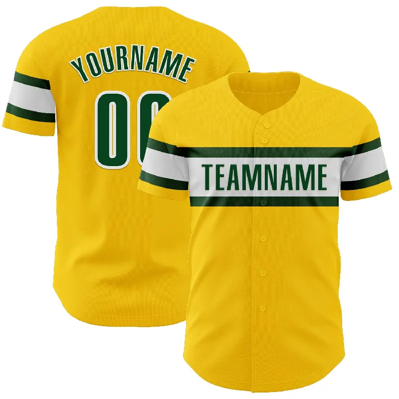 Baseball Jerseys With Custom Embroidery For Leagues-Custom Yellow Green-White Authentic Baseball Jersey