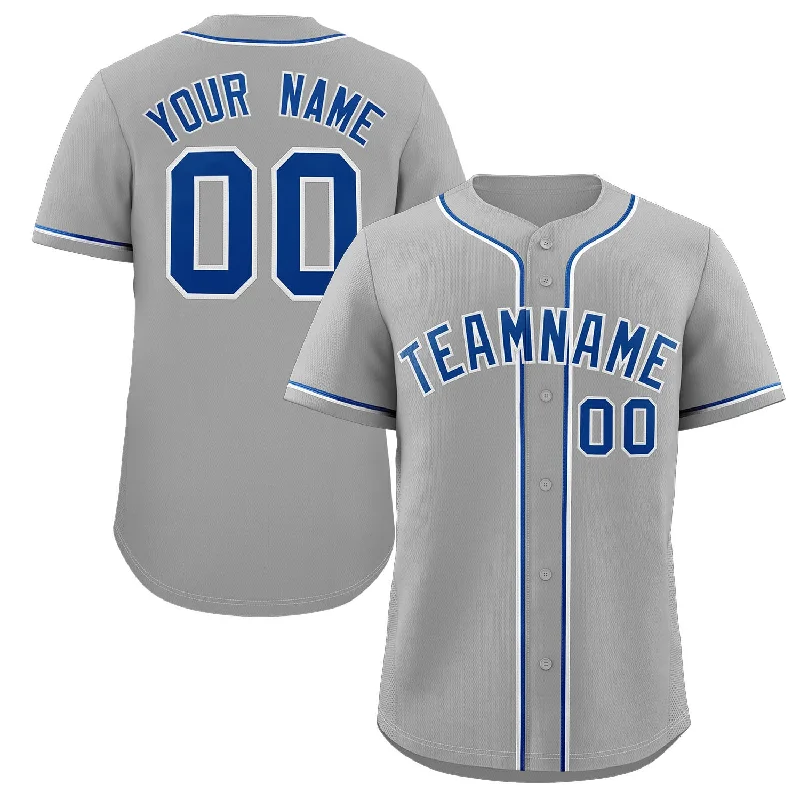 Personalized Baseball Jerseys For Local Community Events-Custom Gray Royal-White Classic Style Authentic Baseball Jersey