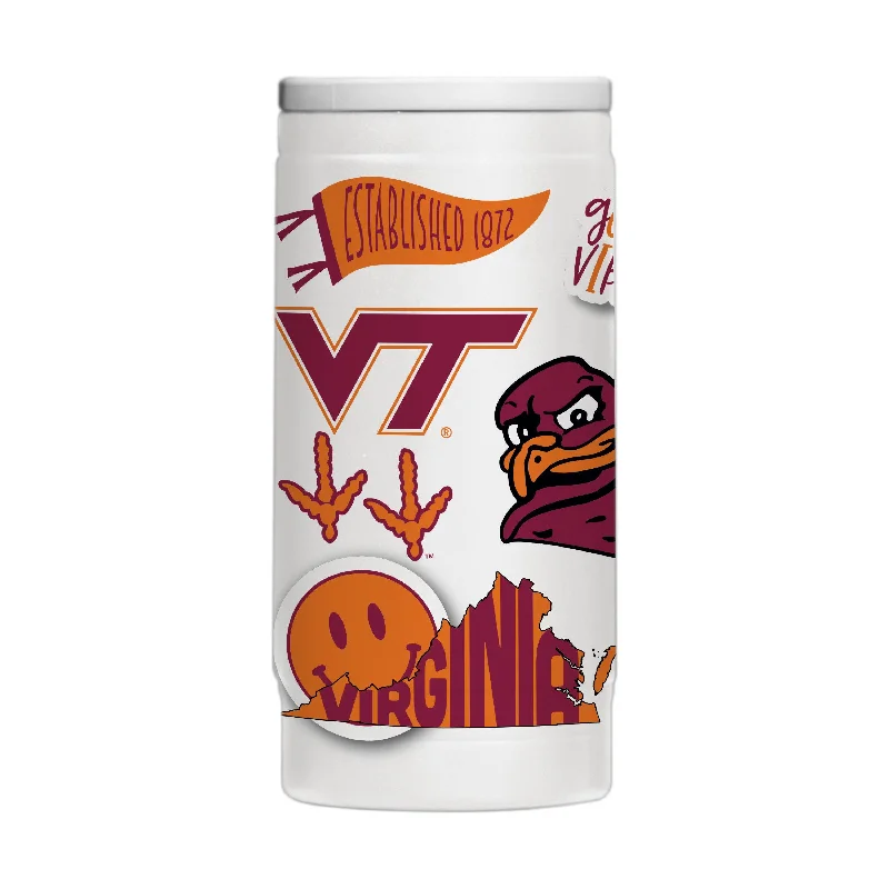 Team Mugs For Special Event Branding-Virginia Tech 12oz Native Powder Coat Slim Can Coolie