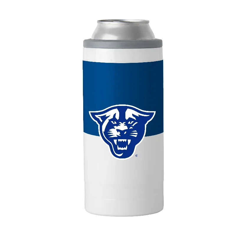 Personalized Team Mugs For Fan Engagement-Georgia State 12oz Colorblock Slim Can Coolie