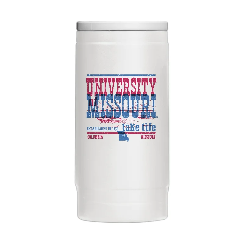 Team Mugs For Special Events-Missouri Lake Vibes 12oz White Powder Coat Slim Can Coolie