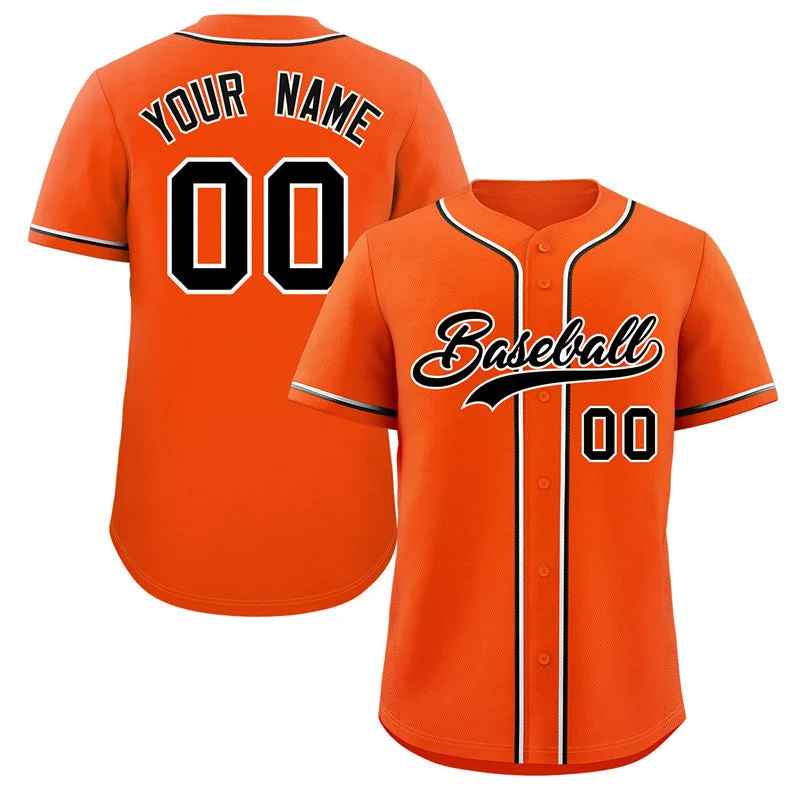 Custom Baseball Jerseys For Limited Editions & Collectibles-Custom Orange Black-White Classic Style Authentic Baseball Jersey