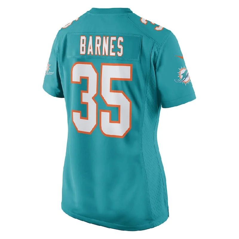 Custom Rugby Jerseys For School Fundraisers-M.Dolphins #35 Kalon Barnes Aqua Game Player Jersey Stitched American Football Jerseys