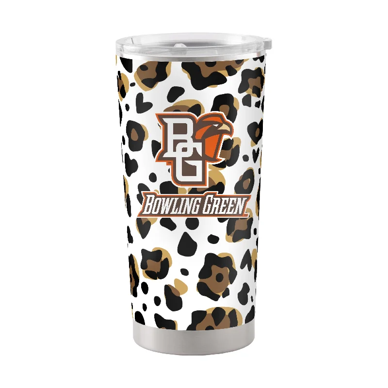 Personalized Team Mugs For Tournament Prizes-Bowling Green 20oz Leopard Stainless Tumbler