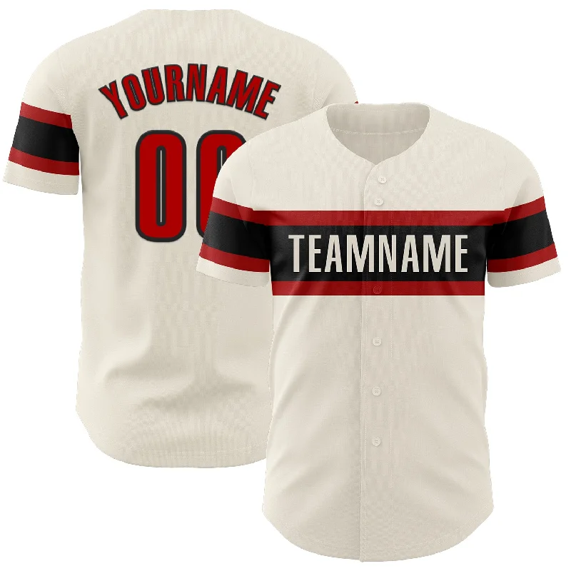 Personalized Baseball Jerseys For Birthday Gifts-Custom Cream Red-Black Authentic Baseball Jersey