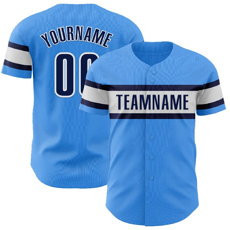 Custom Baseball Jerseys With School Team Designs-Custom Electric Blue Navy-White Authentic Baseball Jersey