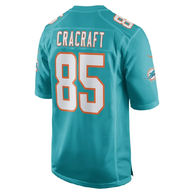 Rugby Jerseys With Customization Options-M.Dolphins #85 River Cracraft Aqua Game Player Jersey Stitched American Football Jerseys