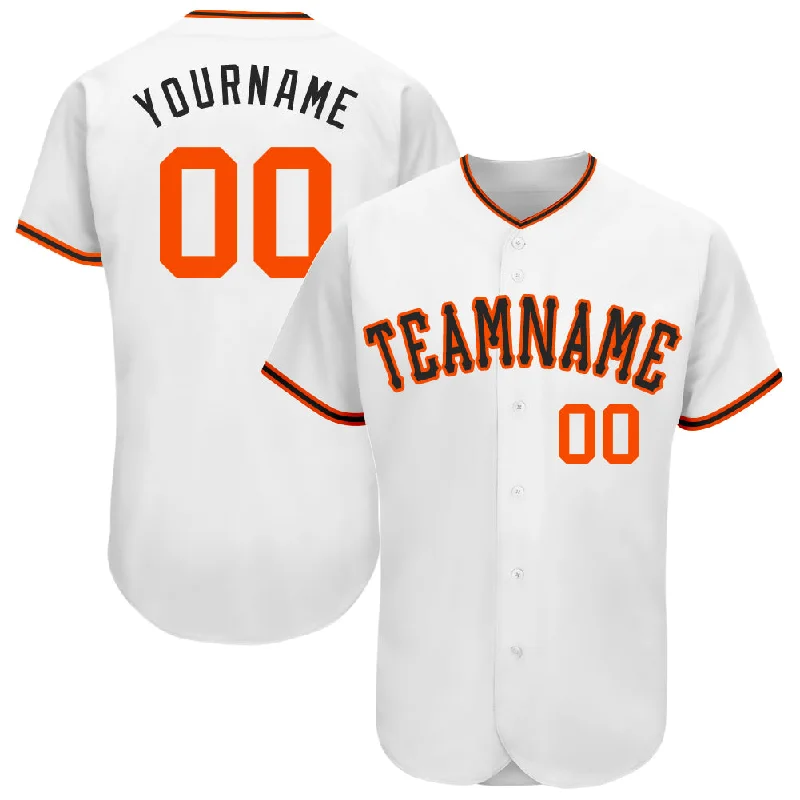 Personalized Baseball Jerseys For Limited Editions-Custom White Orange-Black Authentic Baseball Jersey