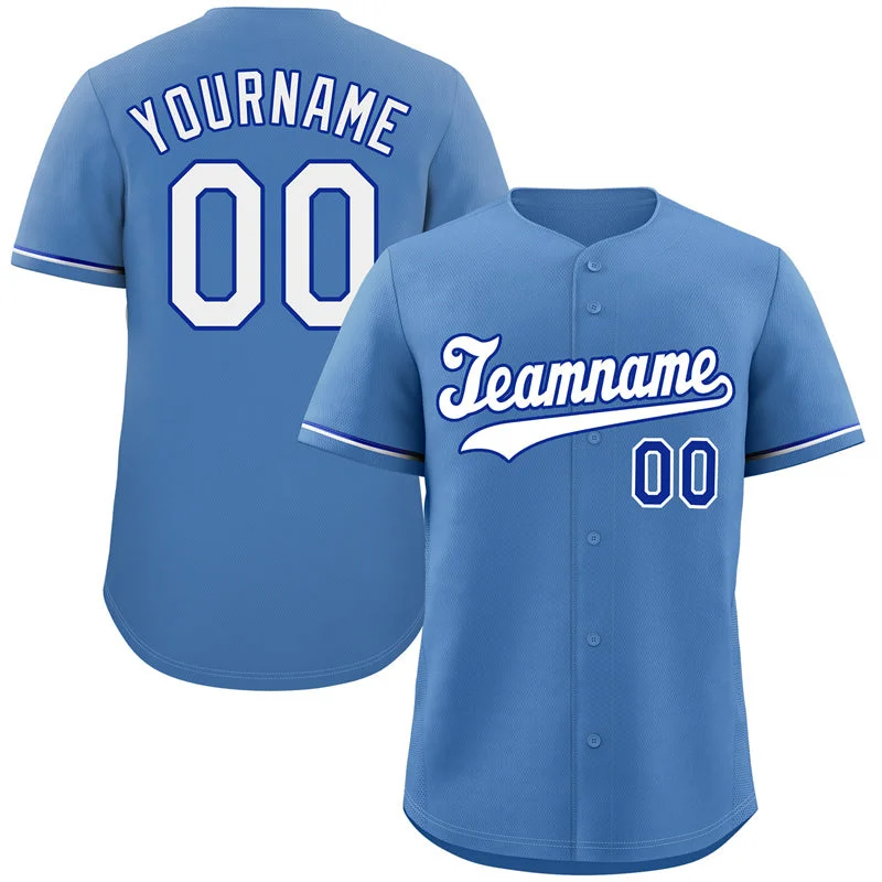 Custom Baseball Jerseys With Custom Graphics-Custom Light Blue White-Navy Hook Classic Style Authentic Baseball Jersey