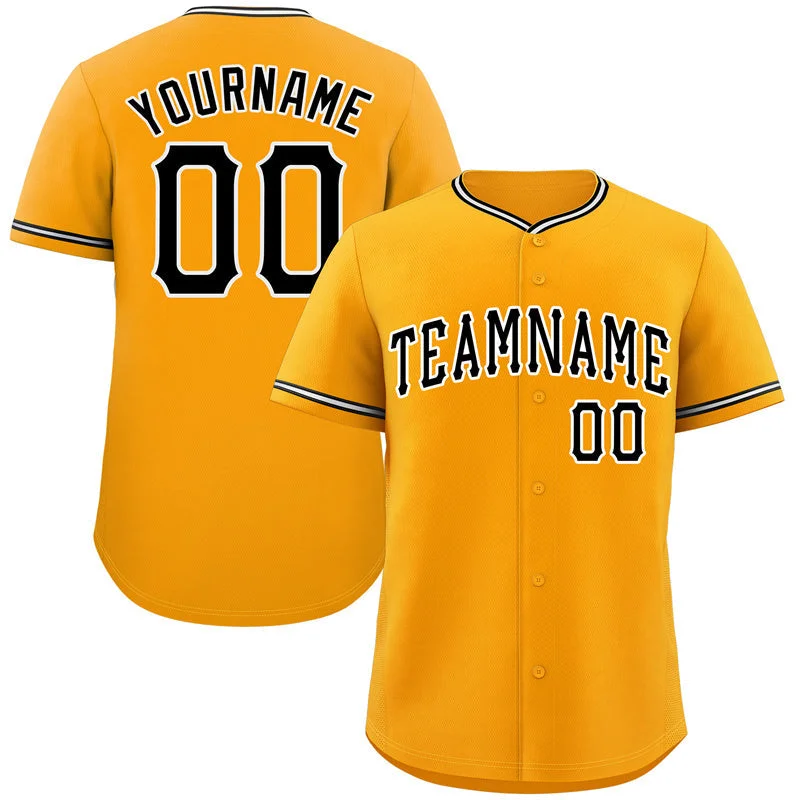 Baseball Jerseys With Custom Back Text-Custom Yellow Black-White Classic Style Authentic Baseball Jersey