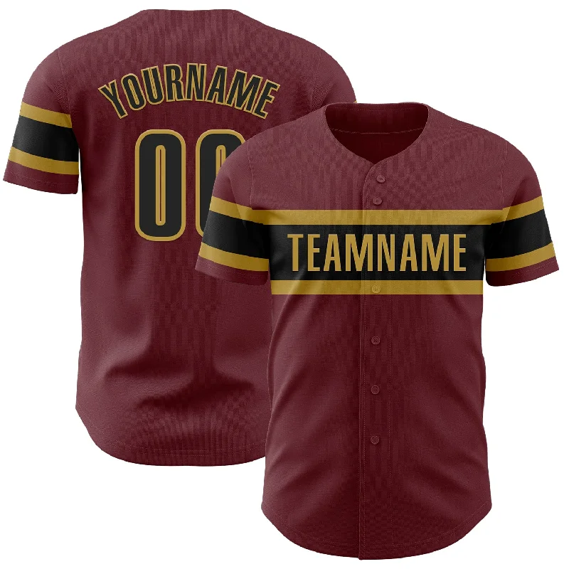 Baseball Jerseys For Alumni Teams-Custom Burgundy Black-Old Gold Authentic Baseball Jersey