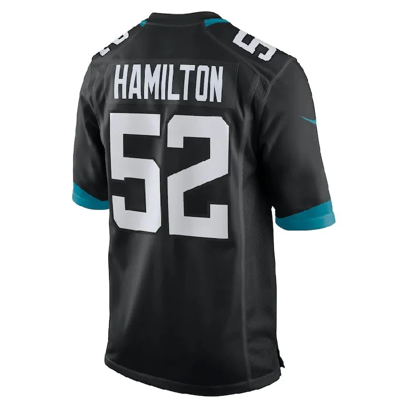 Rugby Jerseys With Unique Sizing Options-J.Jaguars #52 DaVon Hamilton Black Game Jersey Stitched American Football Jerseys