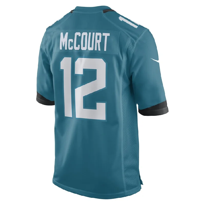 Custom Rugby Jerseys With Unique Color Schemes-J.Jaguars #12 James McCourt Teal Game Player Jersey Stitched American Football Jerseys