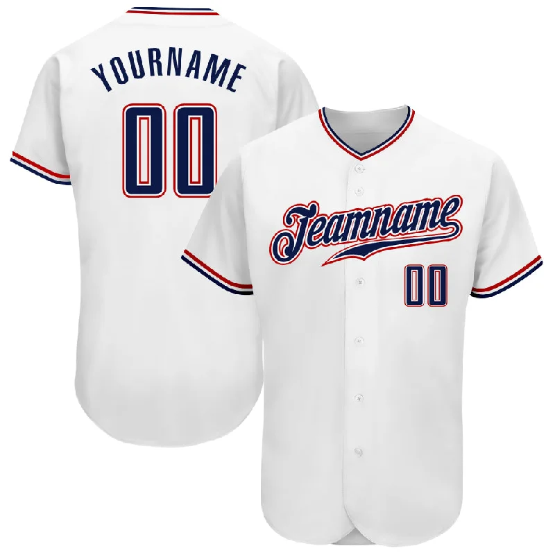 Personalized Baseball Jerseys For Summer Tournaments-Custom White Navy-Red Authentic Baseball Jersey