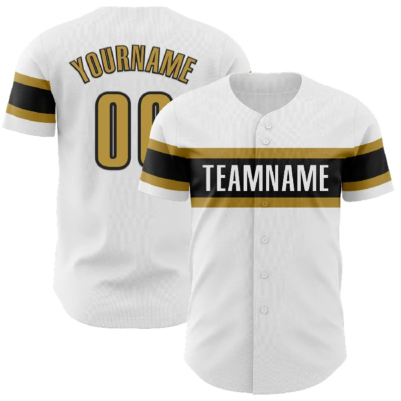 Custom Baseball Jerseys For Large Group Orders-Custom White Old Gold-Black Authentic Baseball Jersey