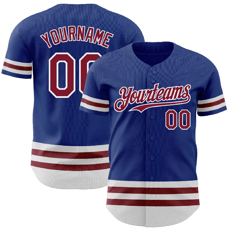 Personalized Baseball Jerseys For Corporate Events-Custom Royal Crimson-White Line Authentic Baseball Jersey