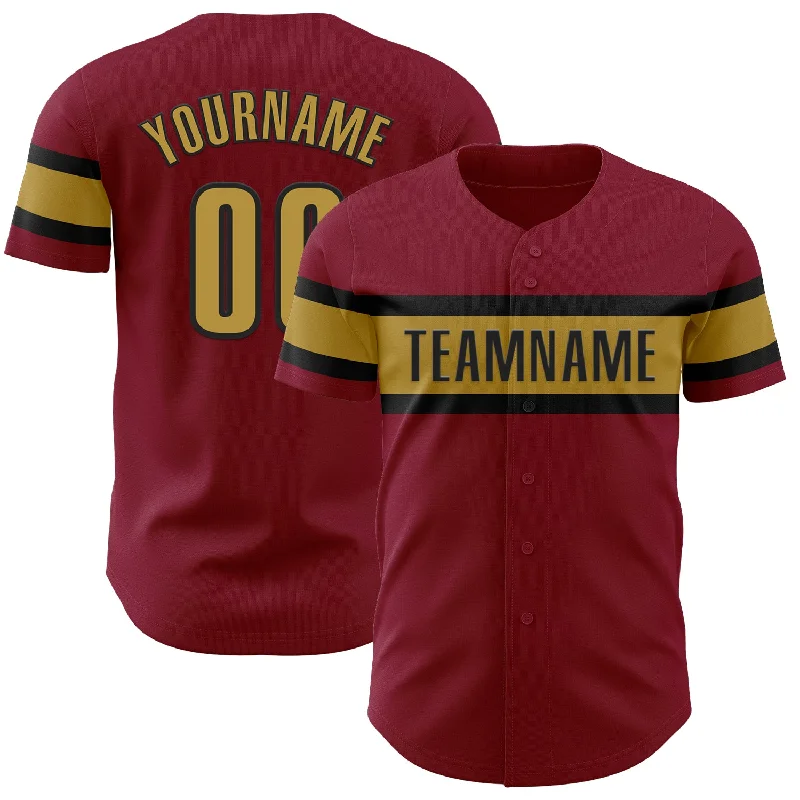 Baseball Jerseys With Custom Team Colors & Patterns-Custom Crimson Old Gold-Black Authentic Baseball Jersey