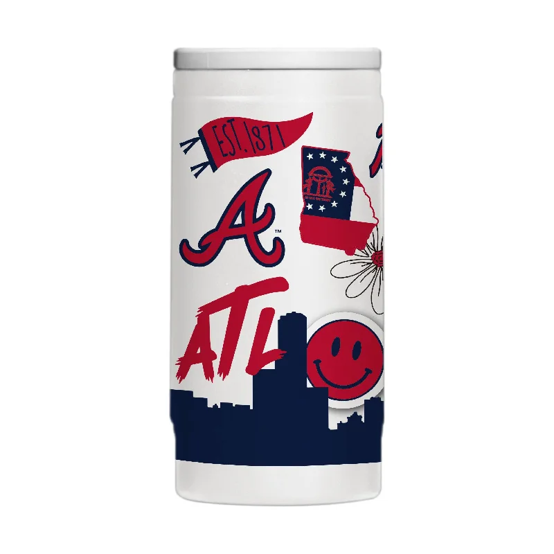 Custom Team Mugs With Bold Team Designs-Atlanta Braves 12oz Native Powder Coat Slim Can Coolie