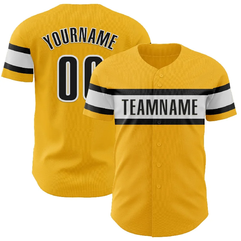 Custom Baseball Jerseys-Custom Gold Black-White Authentic Baseball Jersey