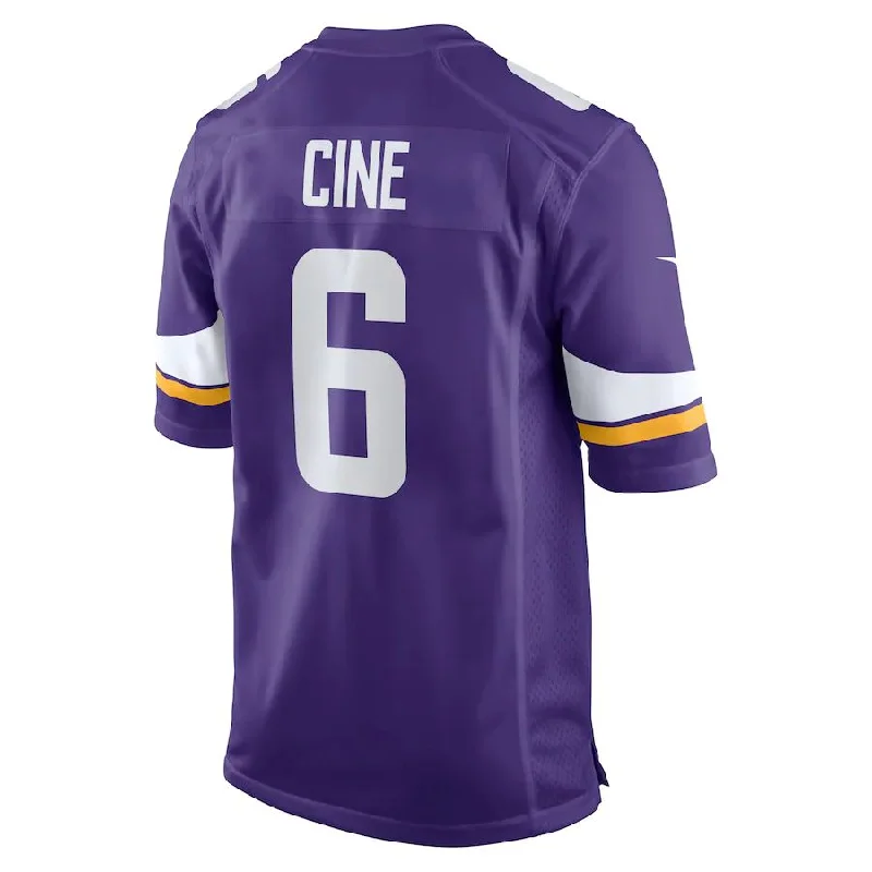 Custom Rugby Jerseys For Fans-MN.Vikings #6 Lewis Cine Purple Game Player Jersey Stitched American Football Jerseys