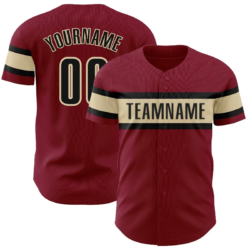 Custom Baseball Jerseys For Group Discounts-Custom Crimson Black-Cream Authentic Baseball Jersey