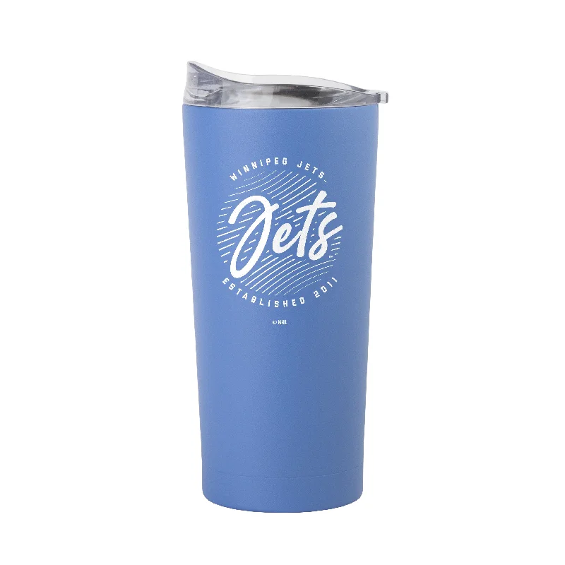 Personalized Team Mugs For Large Events-Winnipeg Jets 20oz Retro Script Arctic Powder Coat Tumbler