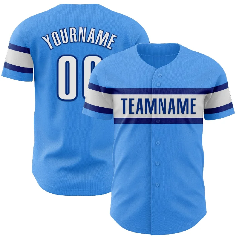 Personalized Baseball Jerseys For Awards Ceremonies-Custom Electric Blue White-Royal Authentic Baseball Jersey