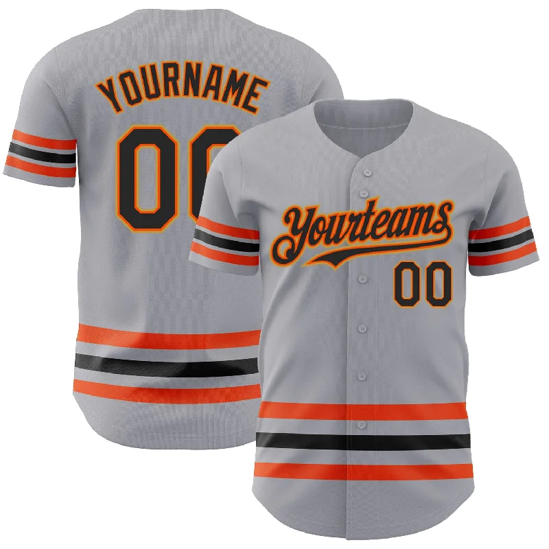 Personalized Baseball Jerseys For Competitive Leagues-Custom Gray Black Orange-Old Gold Line Authentic Baseball Jersey