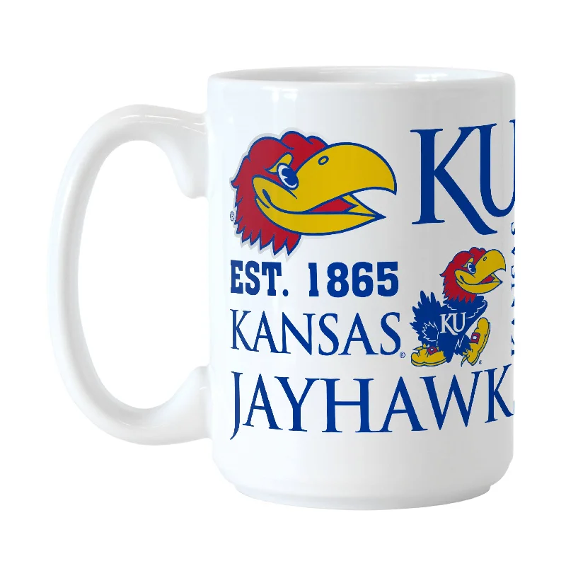 Team Mugs With Custom Artwork-Kansas 15oz Spirit Sublimated Mug