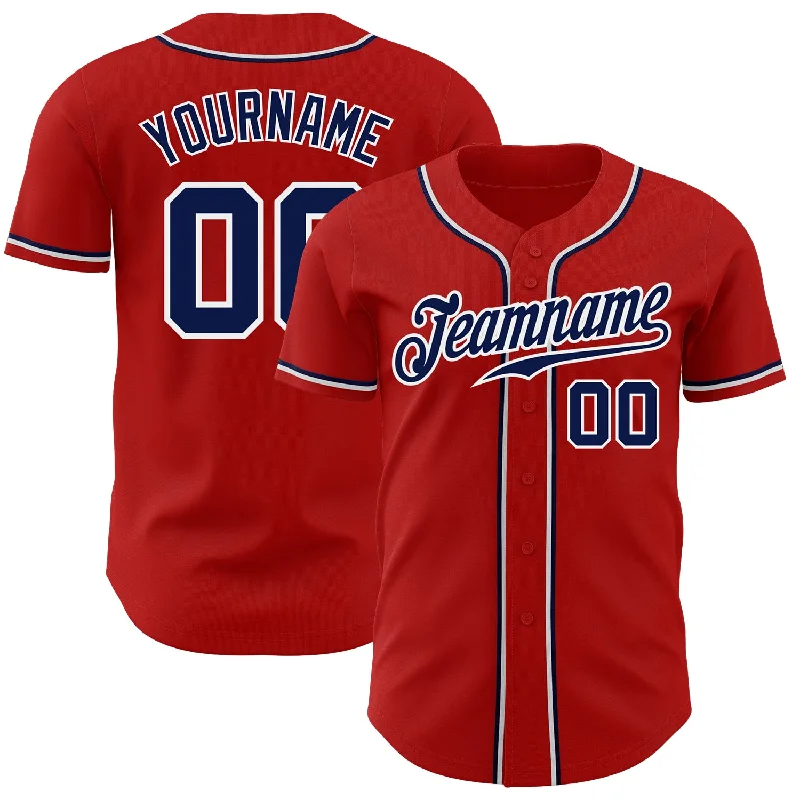 Custom Baseball Jerseys For Holiday Giveaways-Custom Red Navy-White Authentic Baseball Jersey