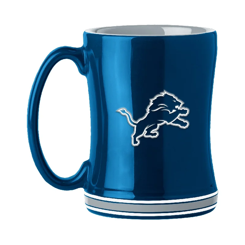 Team Mugs With Special Edition Designs-Detroit Lions 14oz Relief Mug