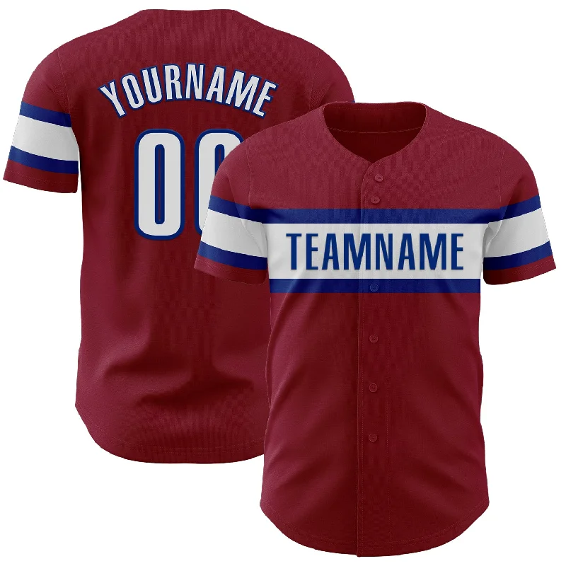 Personalized Baseball Jerseys For Corporate Gifting-Custom Crimson White-Royal Authentic Baseball Jersey