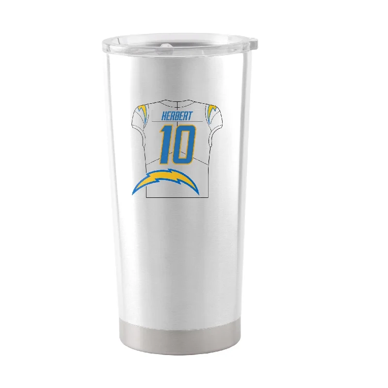 Team Mugs With Custom Team Spirit Designs-Los Angeles Chargers Justin Herbert 20oz Stainless Steel Tumbler