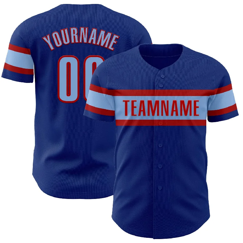 Custom Baseball Jerseys For Player Recognition-Custom Royal Light Blue-Red Authentic Baseball Jersey