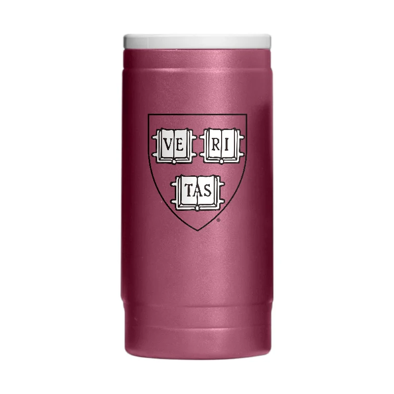 Custom Team Mugs For Team Appreciation-Harvard 12oz Flipside Powder Coat Slim Can Coolie