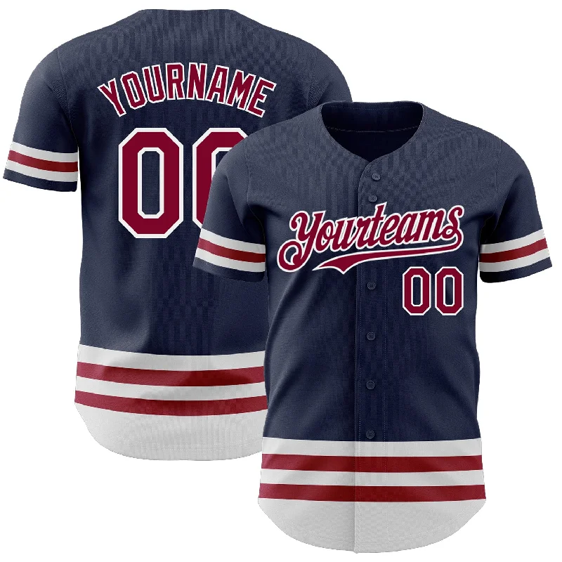 Personalized Baseball Jerseys For Local Community Events-Custom Navy Maroon-White Line Authentic Baseball Jersey