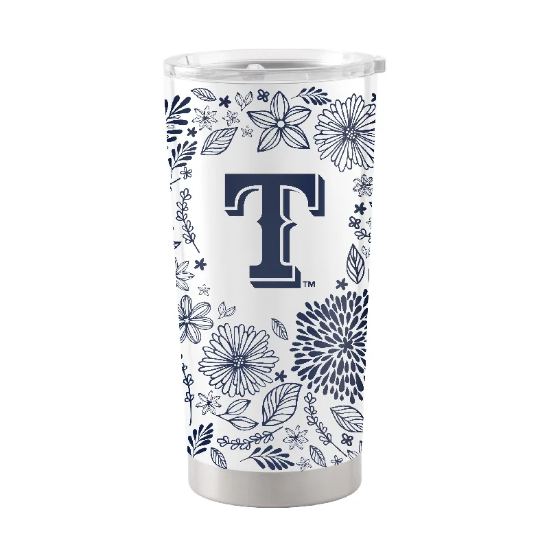 Team Mugs For Personalized Merchandise-Texas Rangers 20oz Botanical Stainless Steel Tumbler