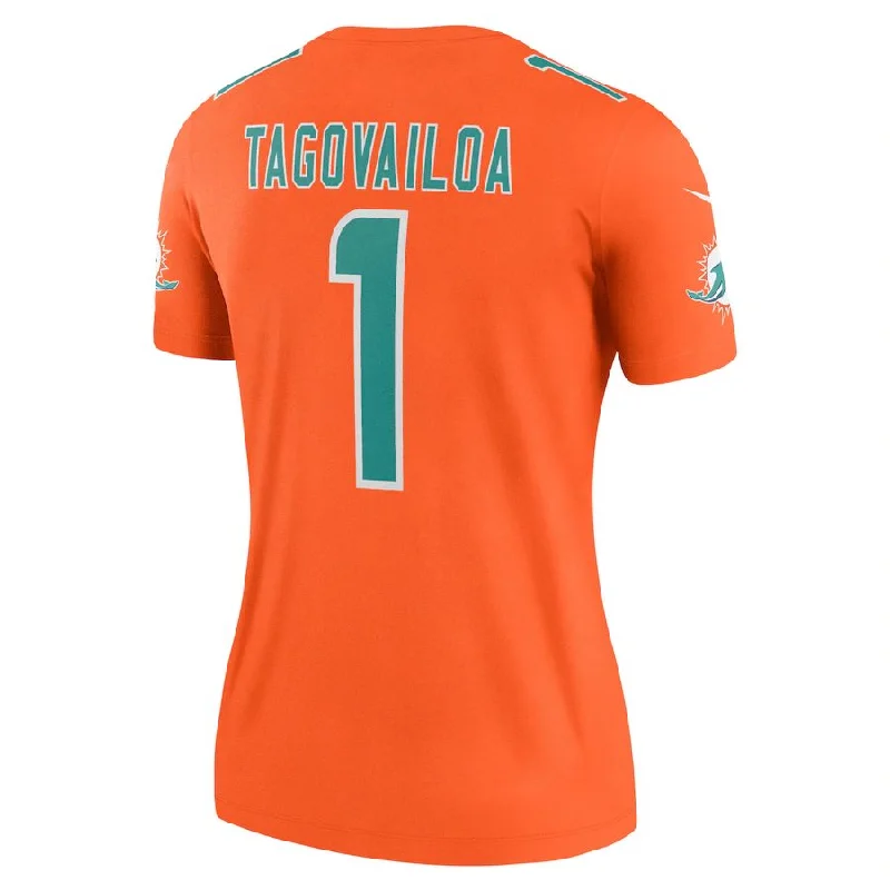 Rugby Jerseys With Special Custom Features-M.Dolphins #1 Tua Tagovailoa Orange Inverted Legend Jersey Stitched American Football Jerseys