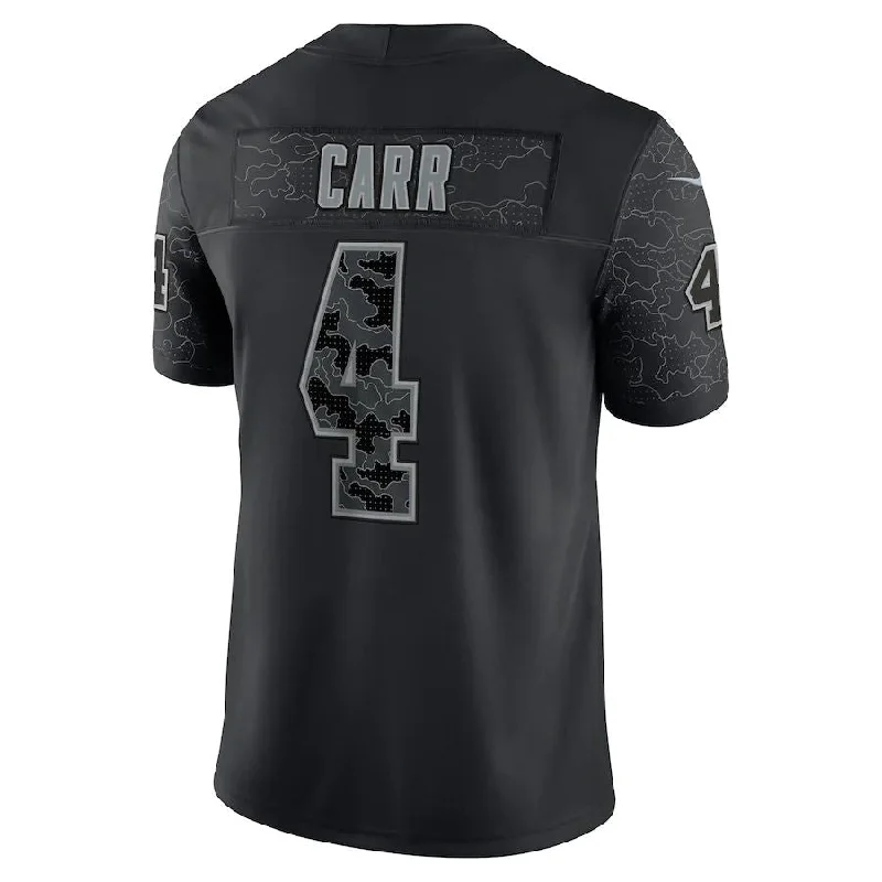 Rugby Jerseys For Group Orders & Discounts-LV.Raiders #4 Derek Carr Black RFLCTV Limited Jersey Stitched American Football Jerseys