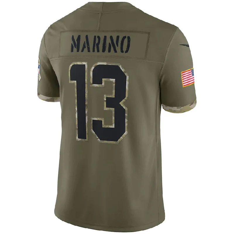 Rugby Jerseys With Custom Necklines-M.Dolphins #13 Dan Marino Olive 2022 Salute To Service Retired Player Limited Jersey Stitched American Football Jerseys