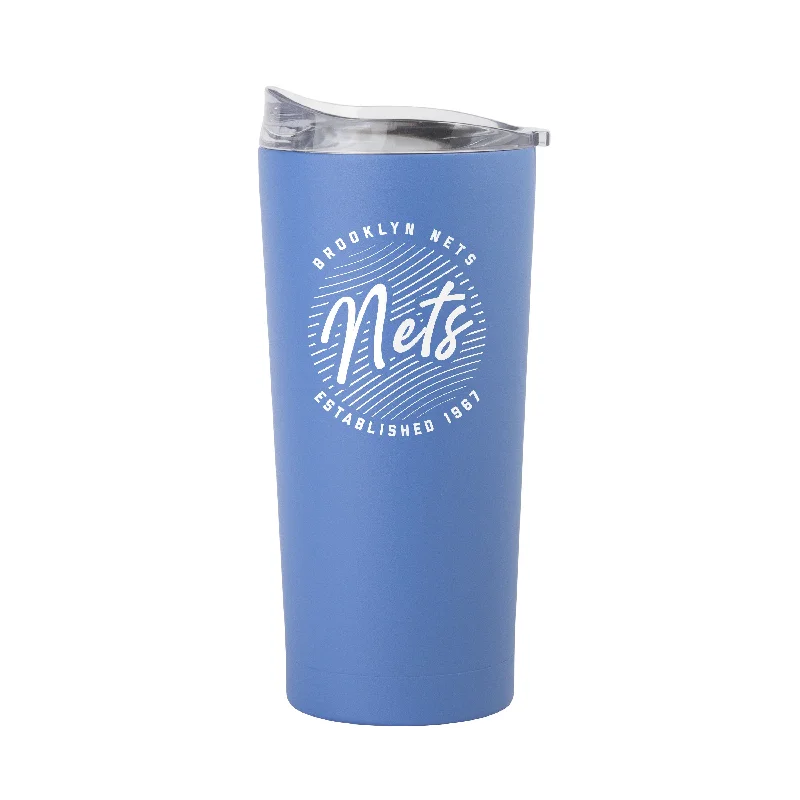 Personalized Team Mugs With Team Colors-Brooklyn Nets 20oz Retro Script Arctic Powder Coat Tumbler