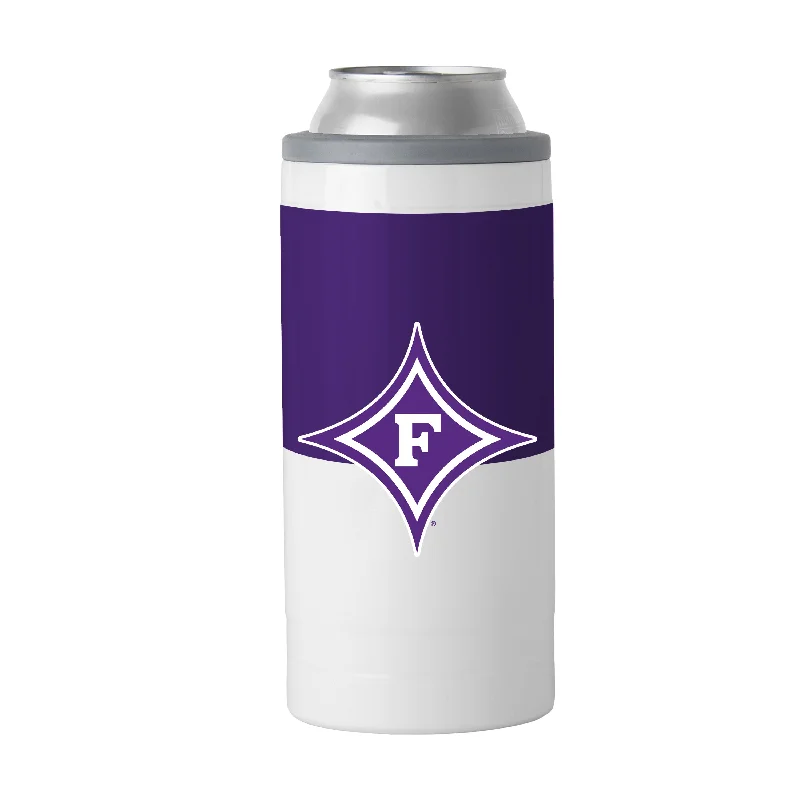 Custom Team Mugs For Event Commemorations-Furman 12oz Colorblock Slim Can Coolie