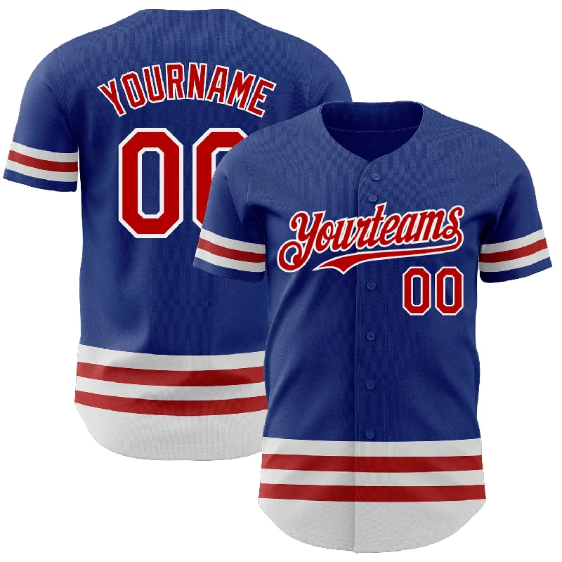 Custom Baseball Jerseys For VIP Events-Custom Royal Red-White Line Authentic Baseball Jersey