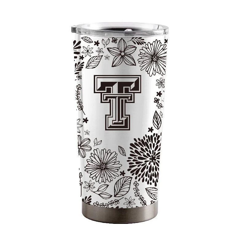 Team Mugs For Schools & Colleges-Texas Tech 20oz Botanical Stainless Steel Tumbler